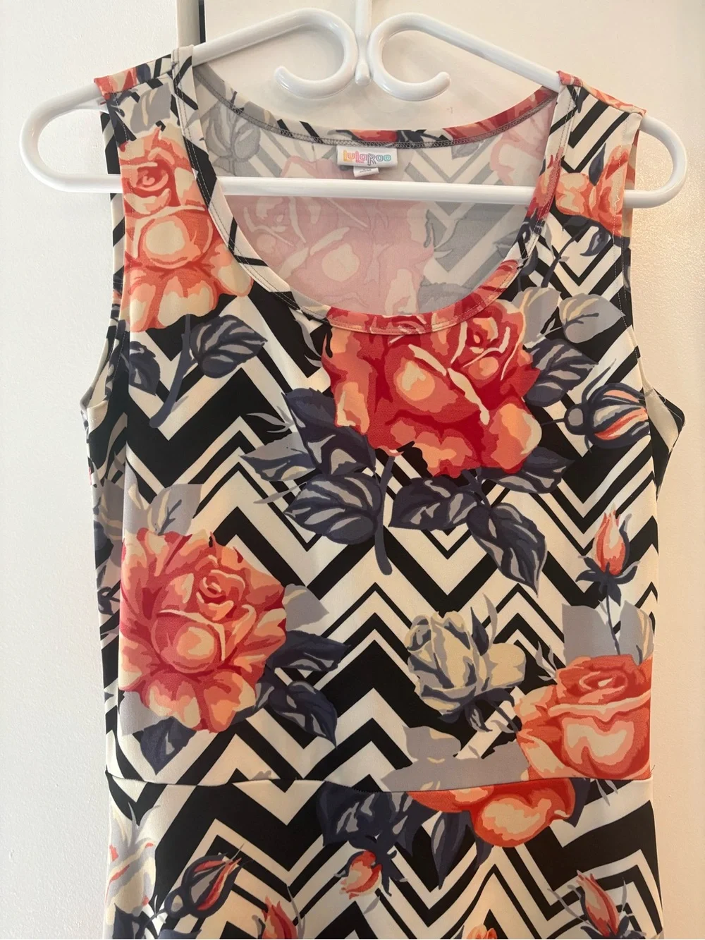 Lularoe Large Floral Chevron Sleeveless Maxi Dress - Picture 2 of 3